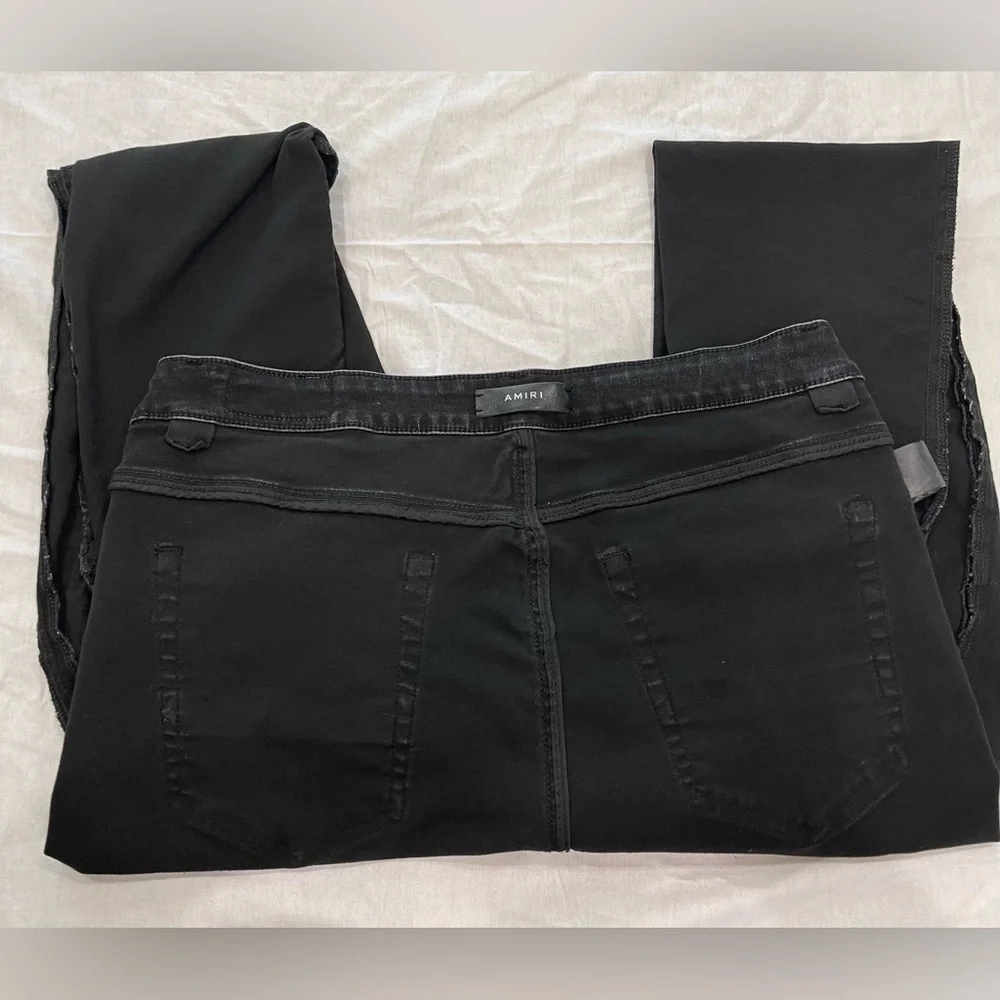 Mens AMIRI MX1Leather Patch Ripped Skinny Jeans Size 34
